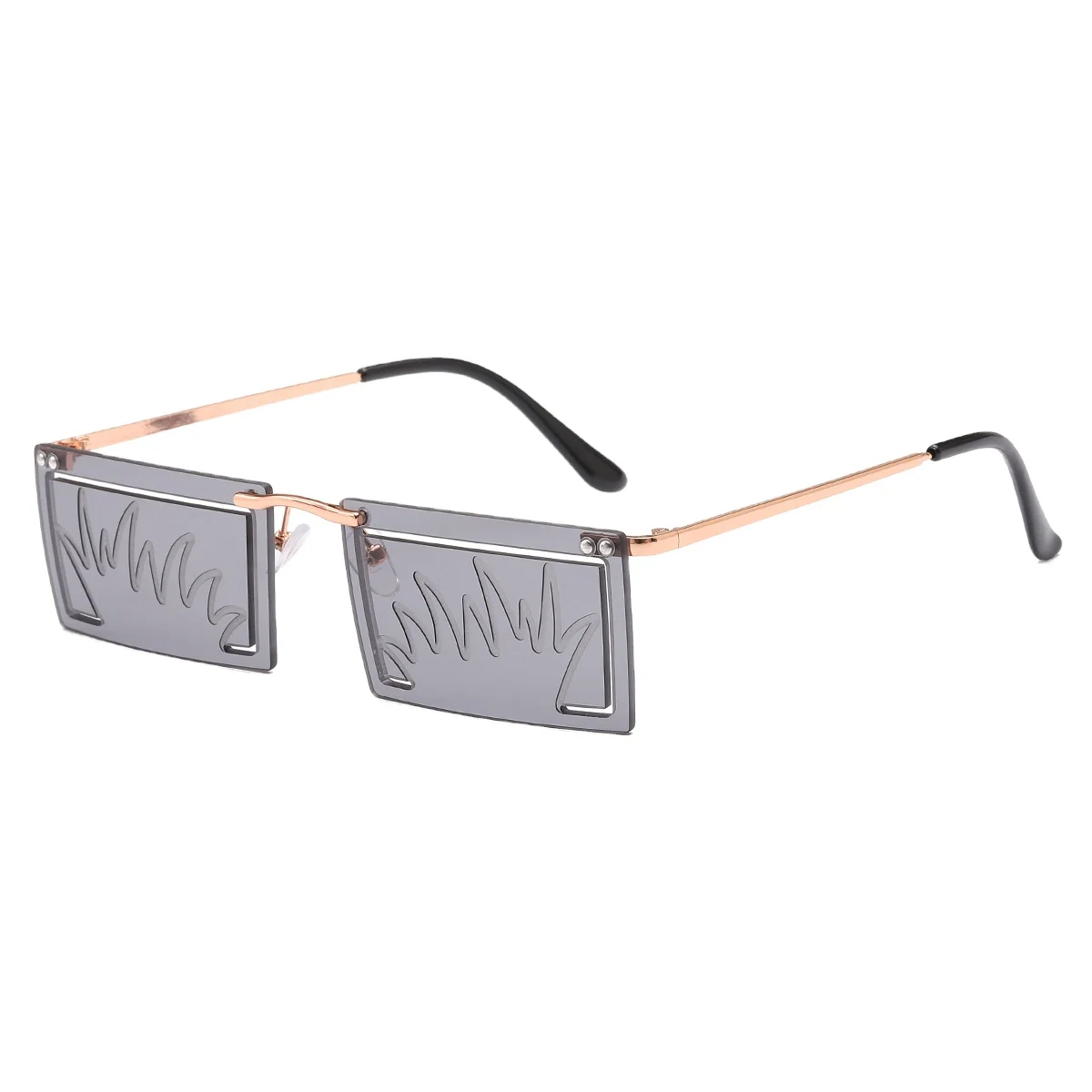 

RENNES [RTS] New arrivals designer retangle sharp unisex rimless eyewear party colorful metal sunglasses ce custom UV400