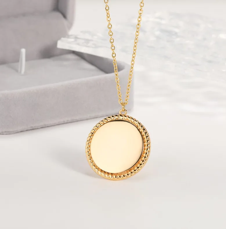 

Simple fashion men's and women's necklaces geometric circular lace mirror necklace design gold choker
