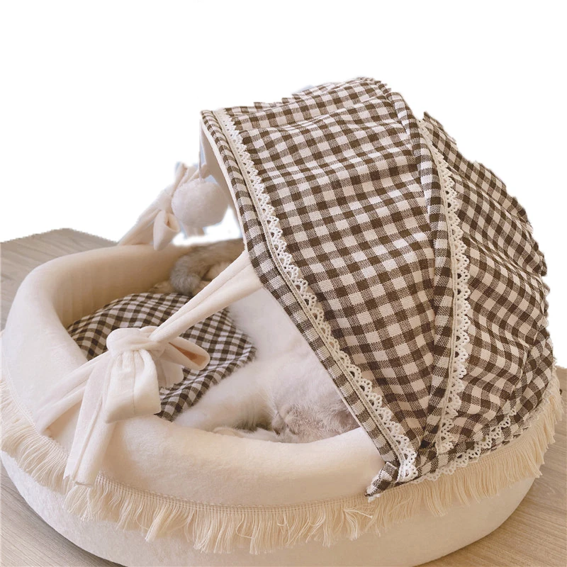 

2022 Hot-Selling Four Seasons Universal Soft And Comfortable Cradle Cat Bed Nest Luxury Pet Bed Nest For Dog Cat, Beige
