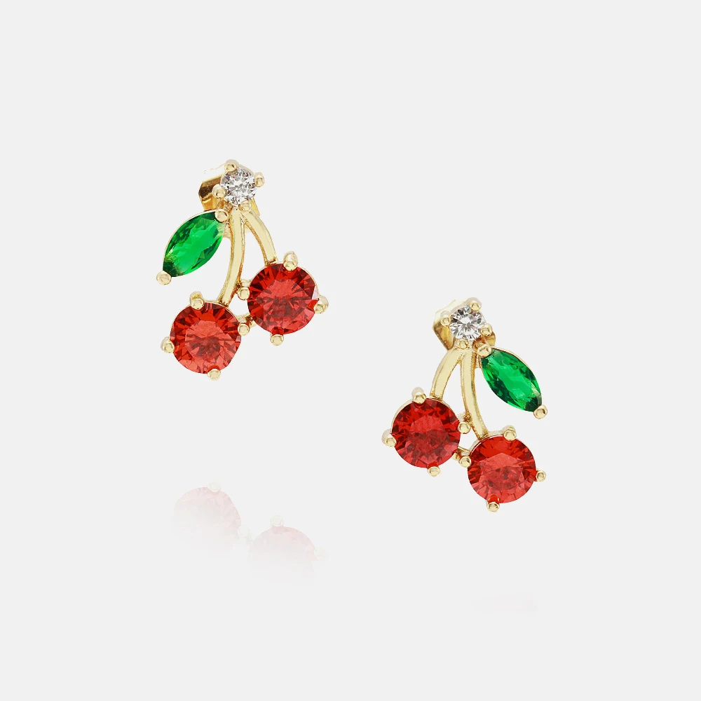 

IVIAPRO Fashion Jewelry Beautiful Cherry Earrings 18K Gold Plated Stud Earrings