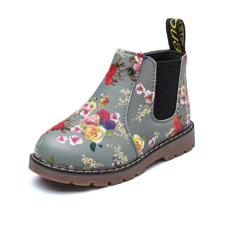 

2021 new children's printed Martin boots flat bottom anti slip winter casual shoes, 4 colors