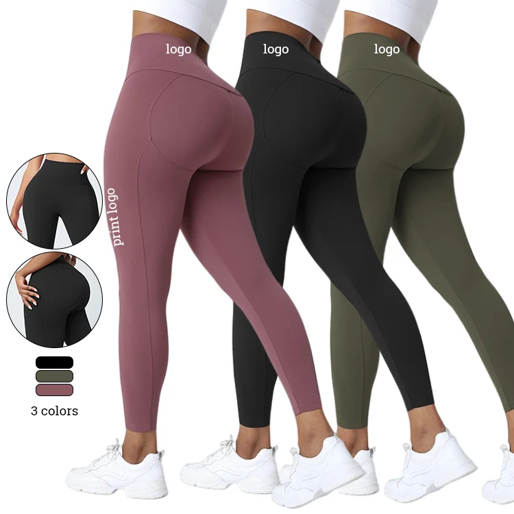 

Custom Logo Summer Breathable Plain Color 3 Color Women Fitness Yoga Pants High Waisted Workout Sport Yoga Leggings, As show