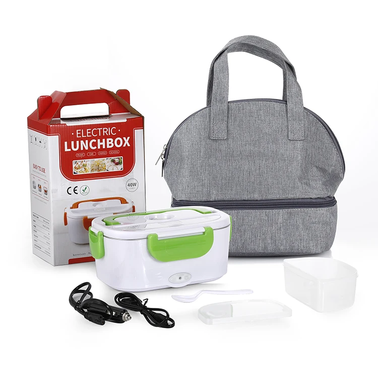 

Electric Lunch Box Heating Warmer Food Container Outdoor Travel Office Portable Bag Car Bento Box with Cooler Bag, Pink/orange/blue/red/green/gray