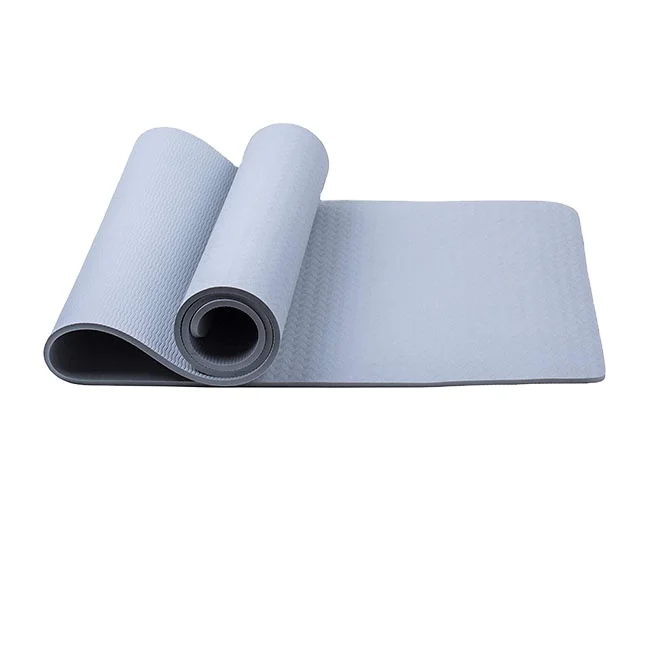 

wholesale 6mm TPE yoga mat with carrying strap fitness body custom logo indoor equipment mat yoga, Blue