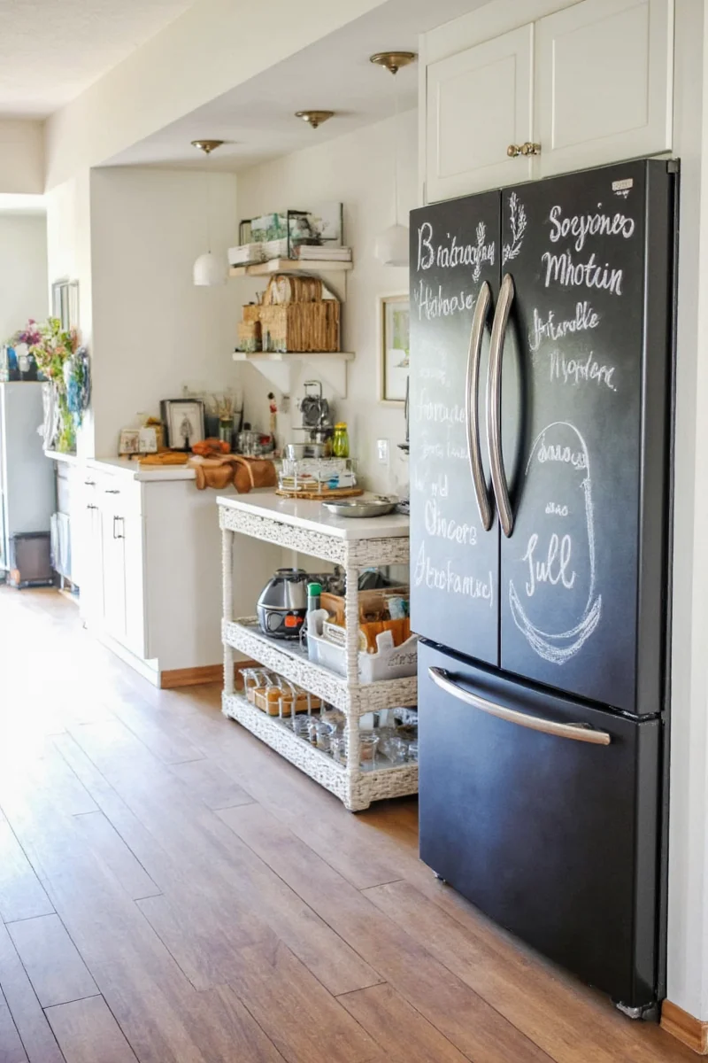 Washable chalkboard cover for fridge
