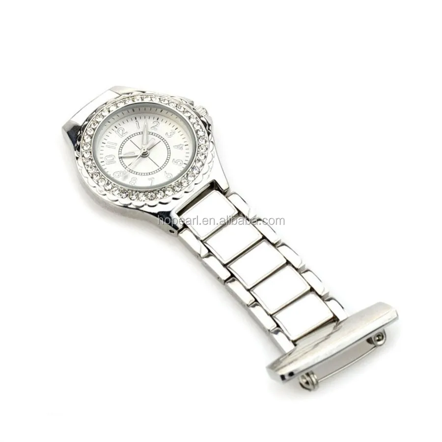 

WAH633 Rhinestone Nurse Doctor Pocket Watch Quartz Movement Hanging Watch -Silver