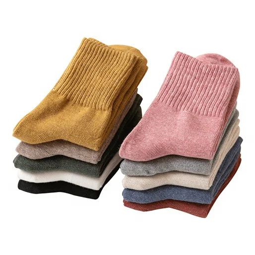 

Spot autumn and winter socks Japanese solid color women's tube socks Gao Luokou cotton socks women, Colors