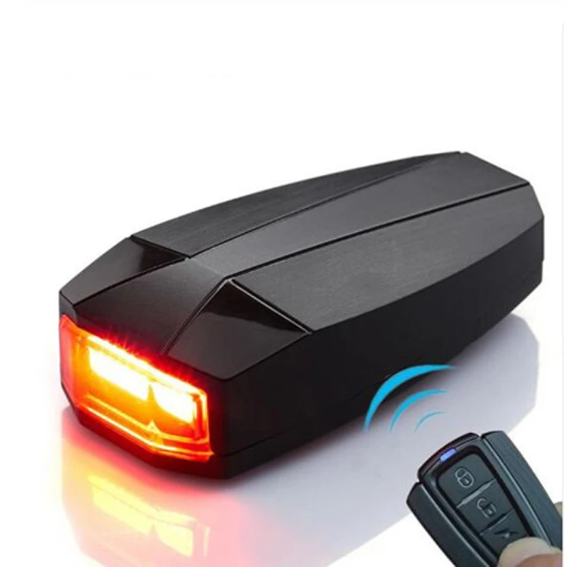 

IPX5 Waterproof Bicycle Light Anti-theft Alarm Horn Remote Wireless Bike Tail Light Rechargeable Cycle Lamp Rear Light For Bike, Black