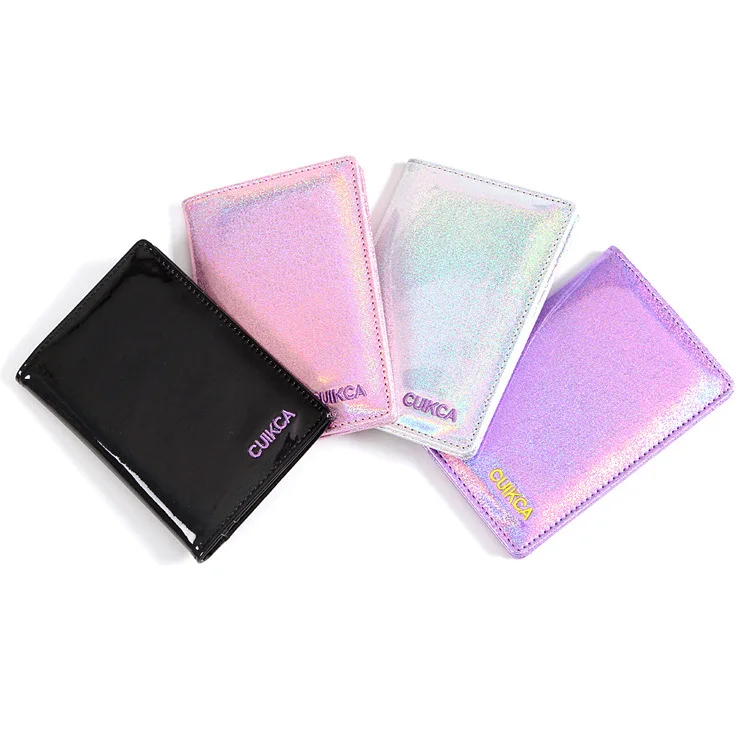 

Laser PU Sequin Minimalist Passport Cover Creative Fashion Unisex Wallet Passport Wallet Sequin Holographic Custom Card Holder, Picture or per custom request