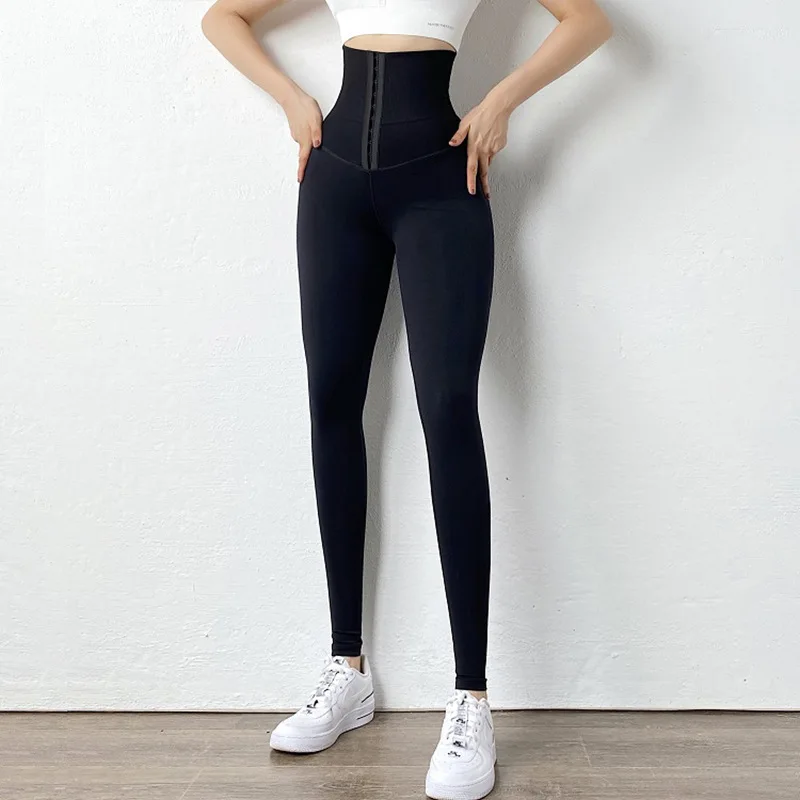 

7 Colors Breathable Hooks Waist Trainer Corset Workout Clothing Sport Leggings Women Fitness High Waist Yoga Leggings, Pic