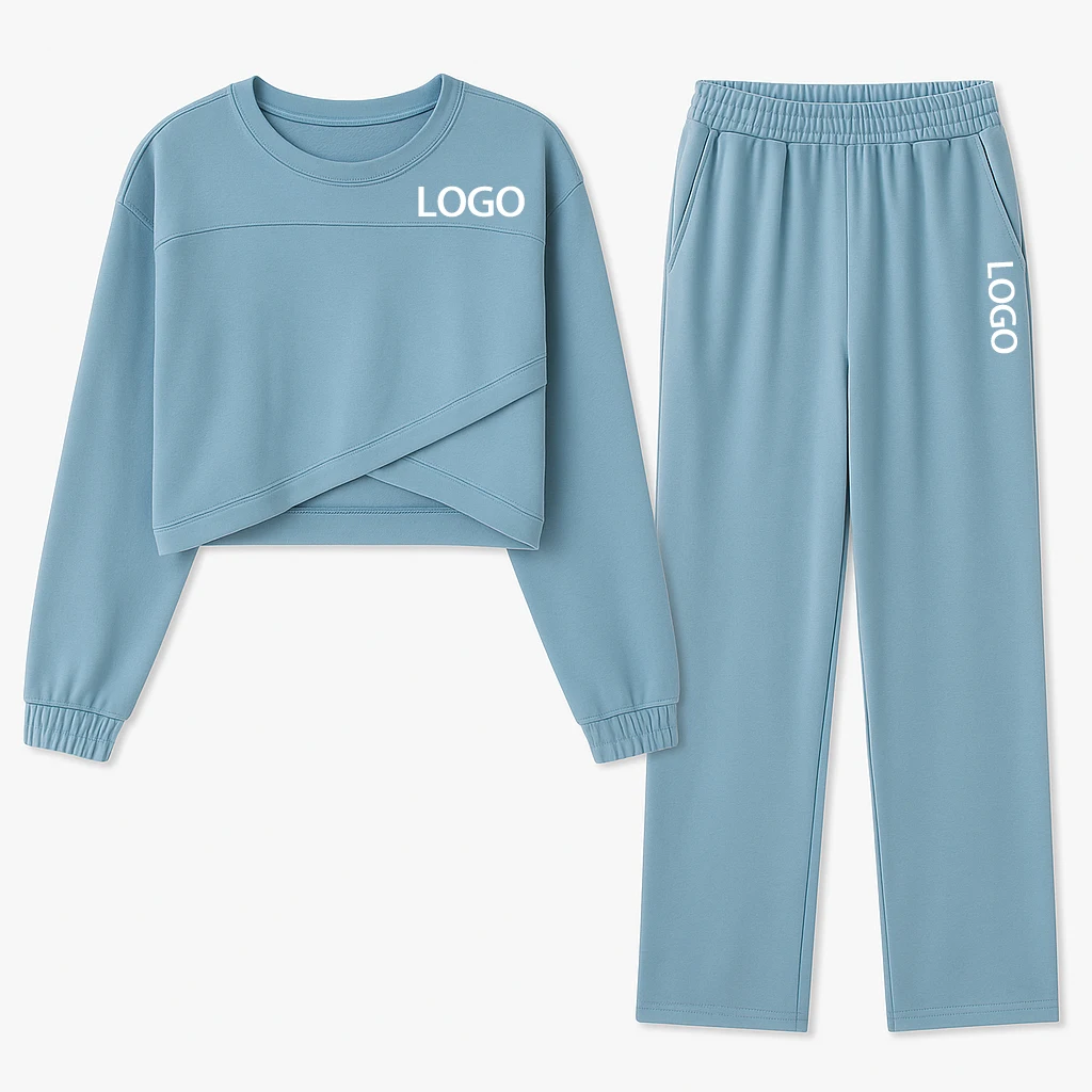 OEM Buttery Soft Wide Leg Pants 2-Piece Loungewear Activewear Set for Women