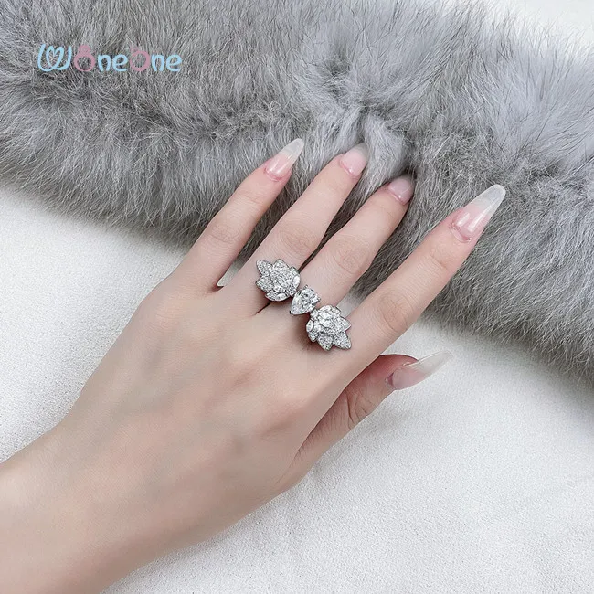 

Woneone Luxury 7*10 High Carbon 5A Zircon Bridal 925 Sterling Silver Jewelry Engagement Diamond Wedding Rings