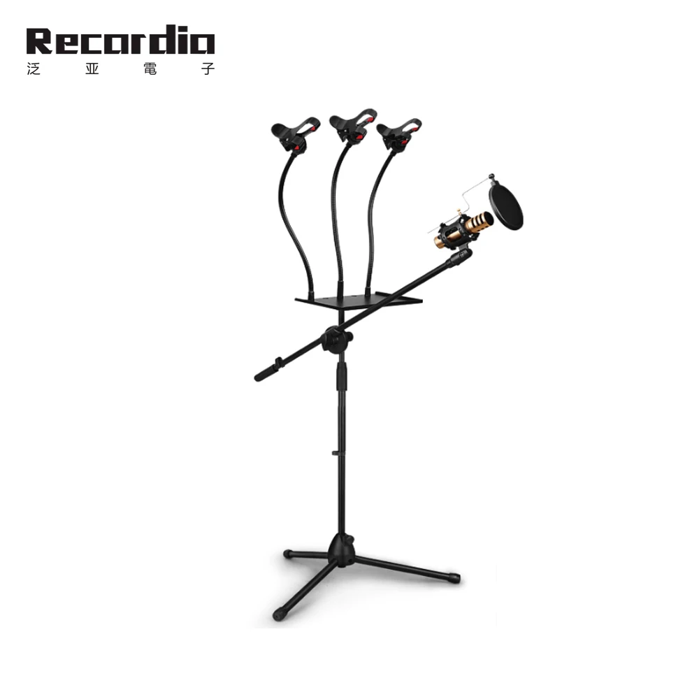 

GAZ-104A ProfessionalTripod adjustable studio microphone stand accessories for brocasting, Black