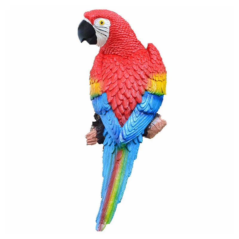 

Drop Shipping DIY Lawn Sculpture Tree Decor Realistic Large Parrot Lifelike Bird Ornament Resin Animal Model Statues, As picture