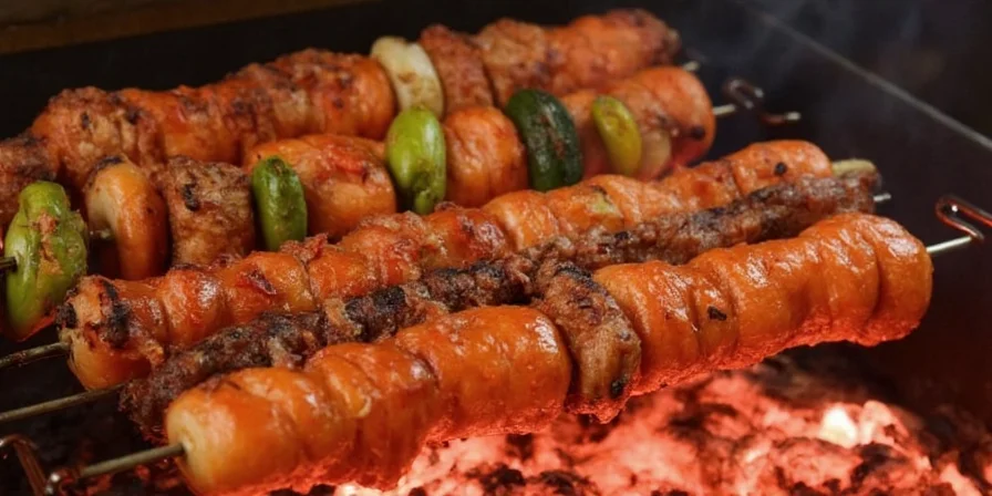Argentine asado with skewered meat