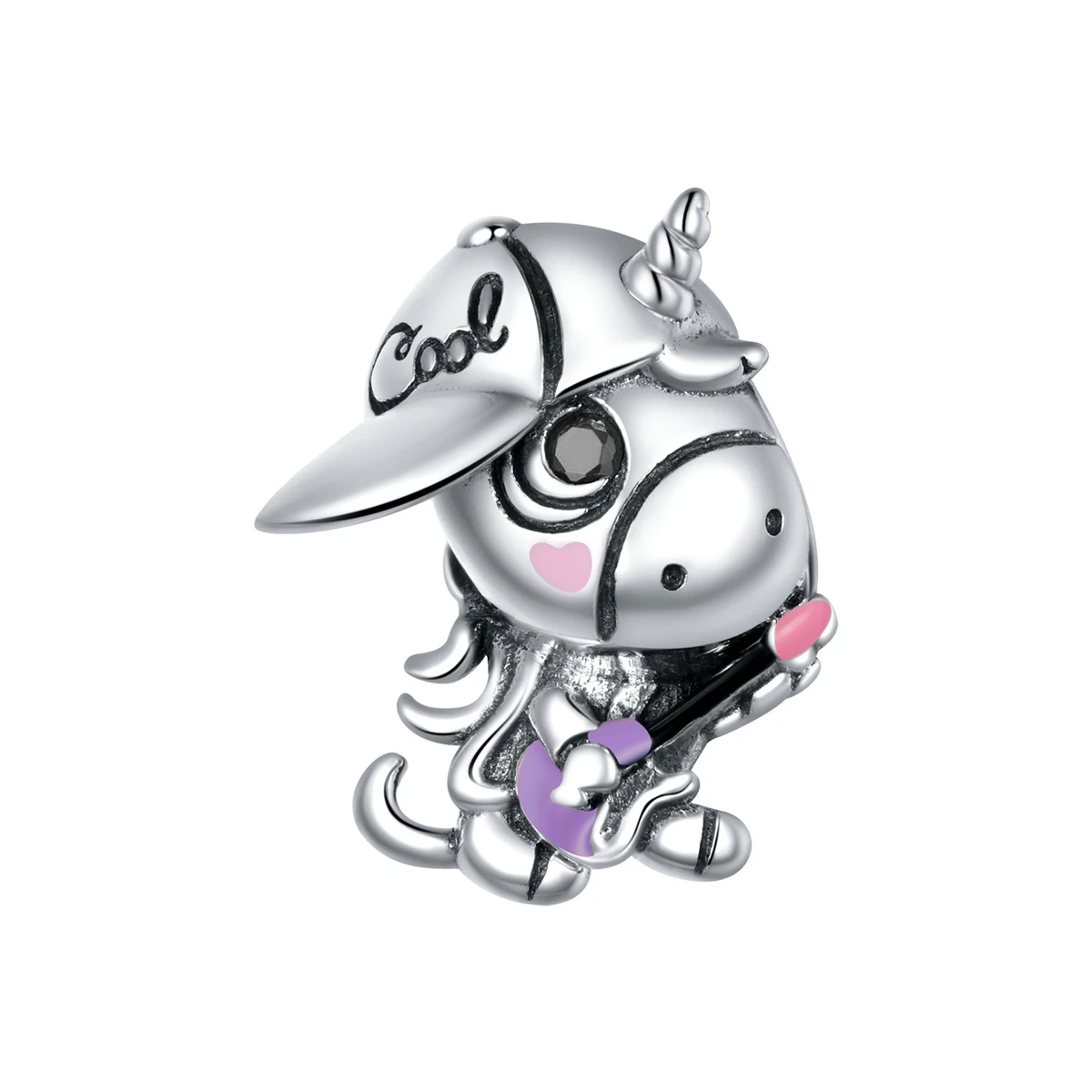 

BAMOER 925 Sterling Silver Fun Pony Enamel Silver CZ Charm for Original Bracelet Women Jewelry Bracelet Making SCC1630