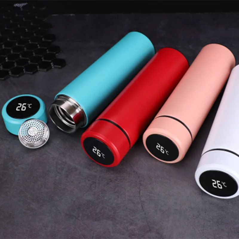 

SHOUTAO 500ml custom logo vacuum cup display led smart thermos water bottle stainless steel bottles vacuum flask smart thermos