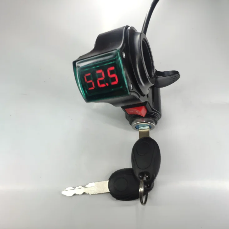 

Electric Bicycle Thumb Throttle with On/Off Switch Key Lock LCD Display E-bike Scooter Handlebar Throttle Accelerator Grip