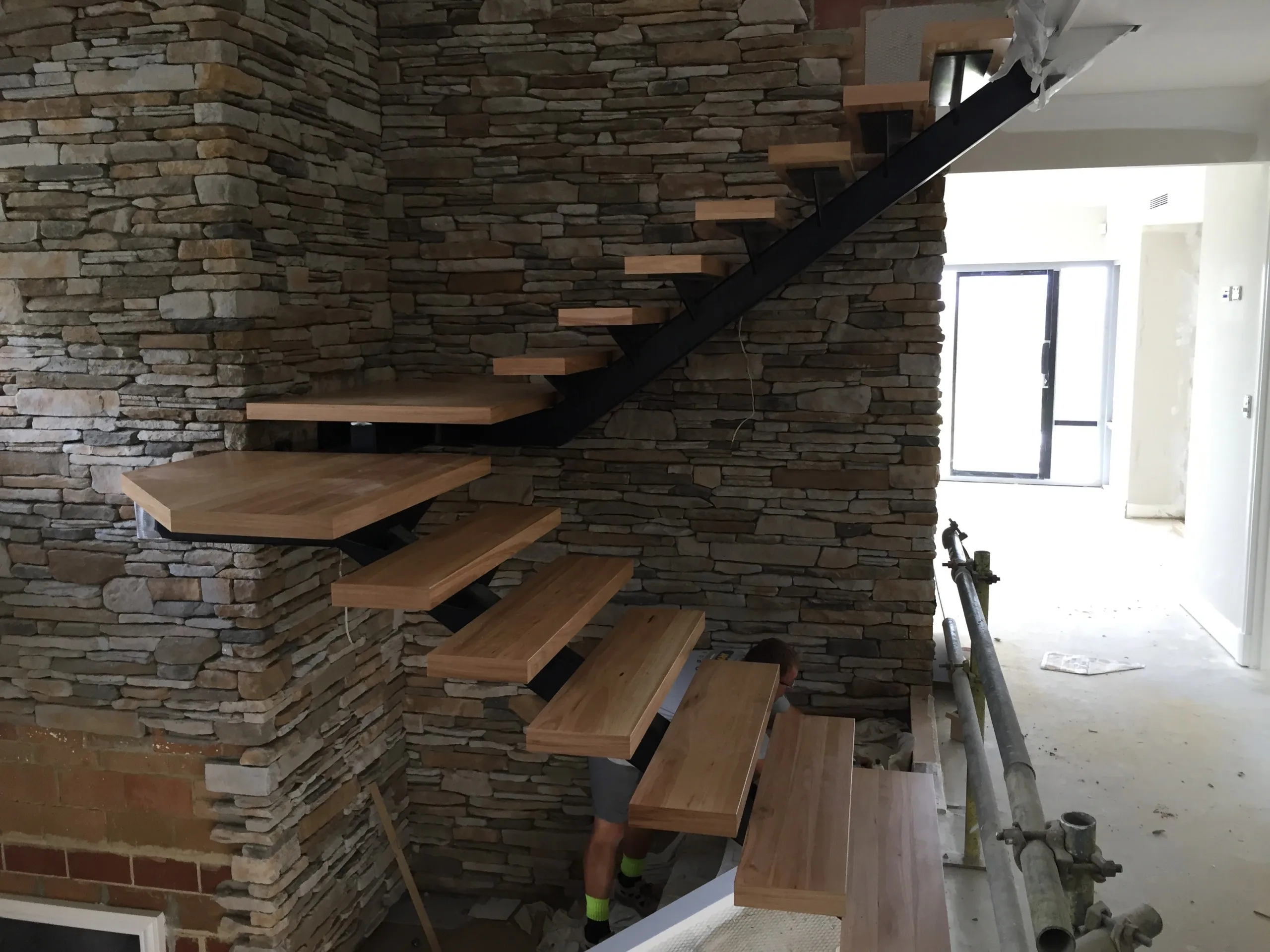 Interior residential steel beam straight stairs modern iron stairs of the house price