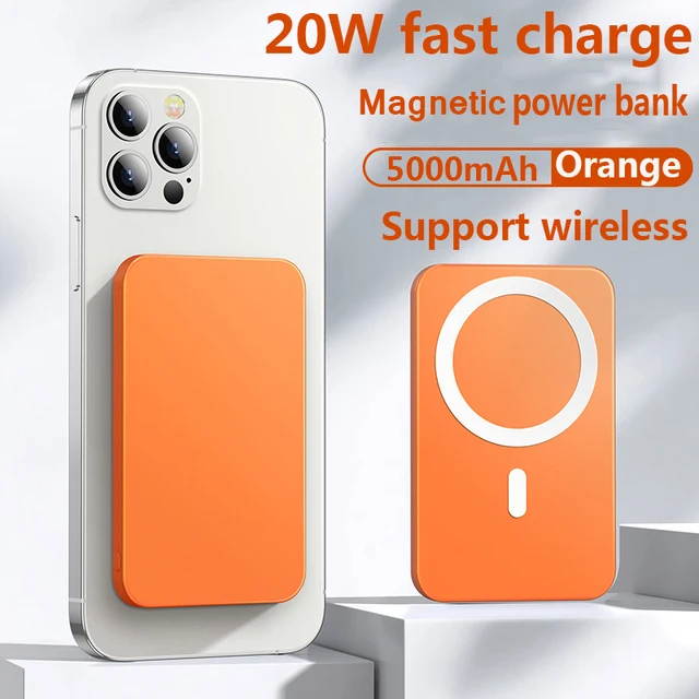 

Portable super slim 5000mah power banks 18W magsaf magnetic wireless battery bank, White