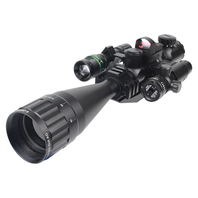 

LUGER 6-24X50 Aoeg Optical Sight Red Dot Holographic Green Laser Tactical Combination Rifle Scope Crossbow Hunting, Matte black