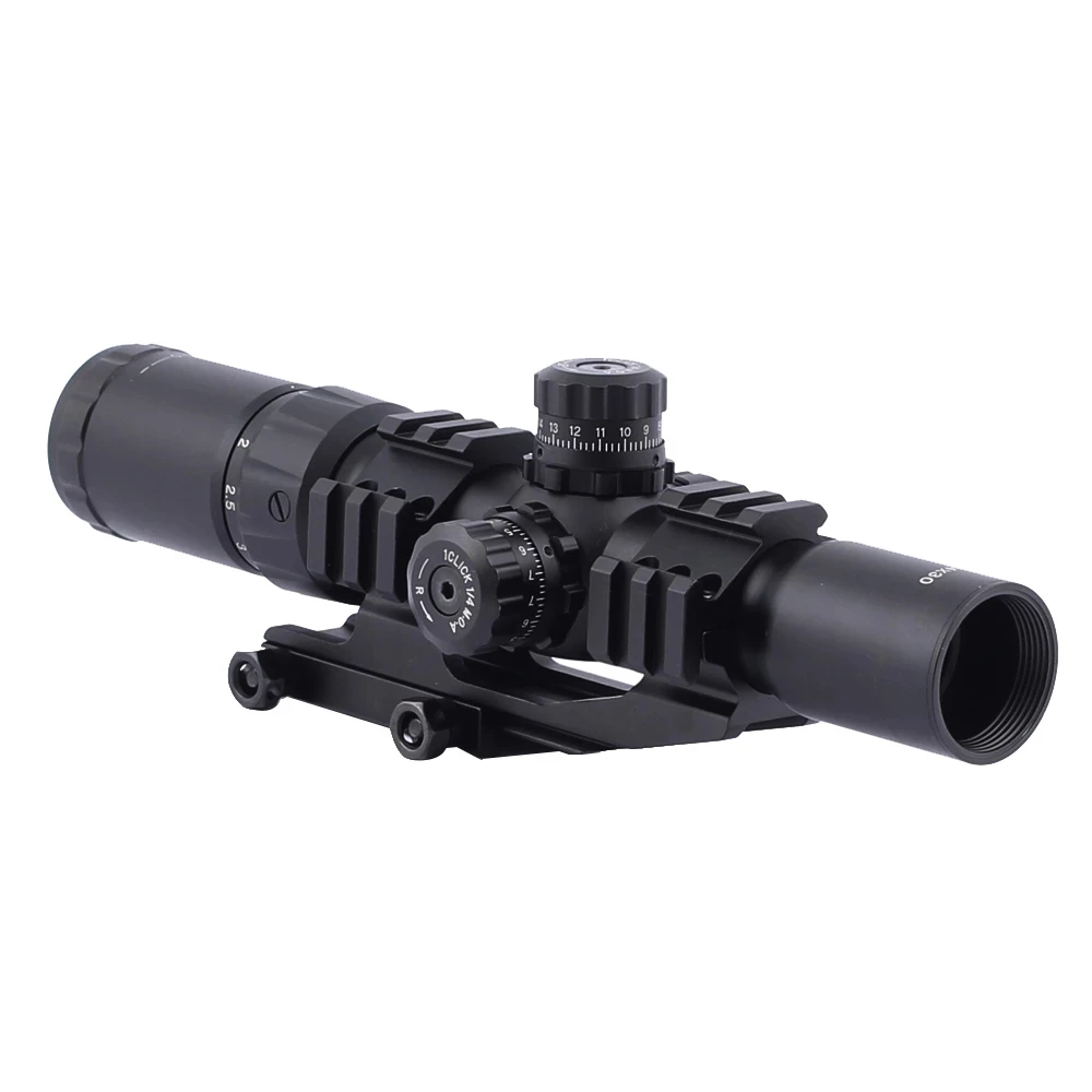 

SPINA OPTICS 1.5-4X30 Tactical arisoft Rifle Scope Tri-Illuminated Chevron Recticle & PEPR Mount for Gun Hunting Shooting