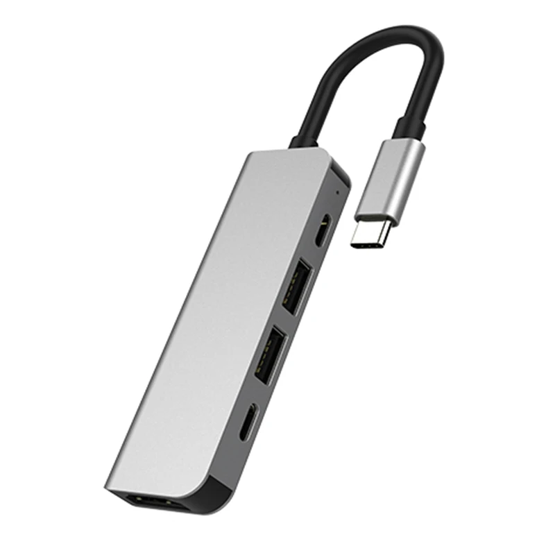 

5 in 1 USB hub Type C TO HDMI+USB*2+USB C+PD input 60w Type C 5ports 5 in 1 HUB adapter