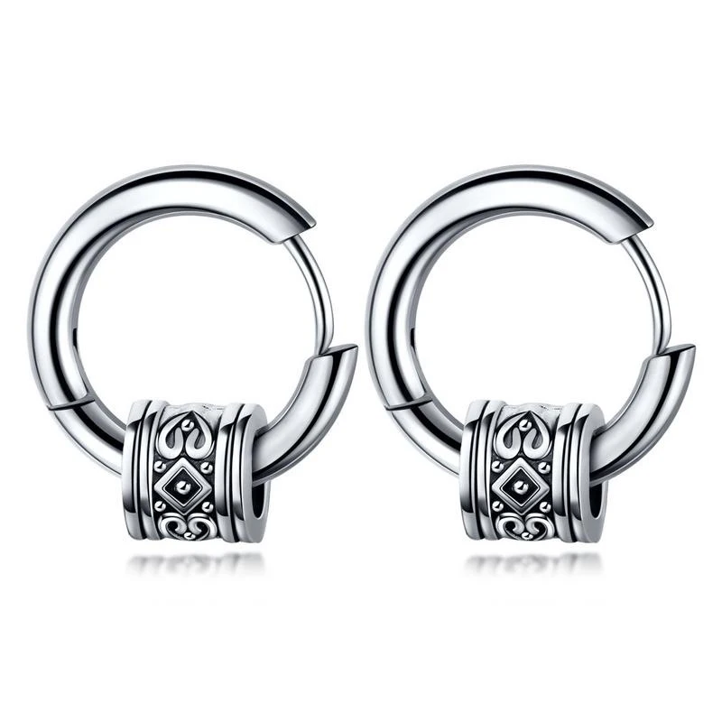 

Vintage Punk Rock Men Stainless Steel Hoop Earrings Jewelry Fashion Hiphop Party Small Round Earrings (SK904), Rose gold