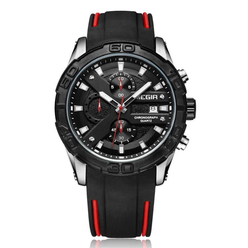 

Relogio Masculino MEGIR 2055 Man Clock Silicone Waterproof Sport Watch Luxury Fashion Chronograph Watches, 4 colors choice