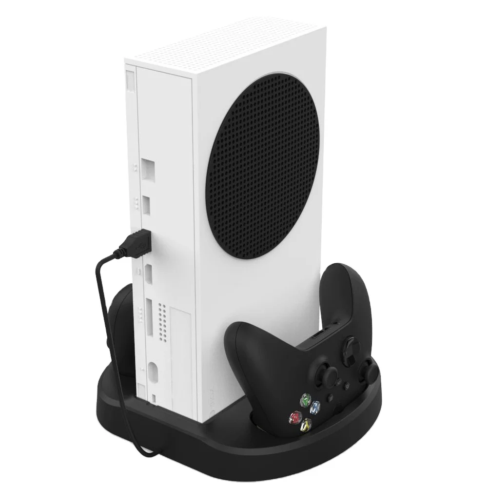

Vertical Stand with Cooling Fan for Xbox Series S Controllers Charging Station with Dual Charger Ports and 3 USB Hub Ports, Black