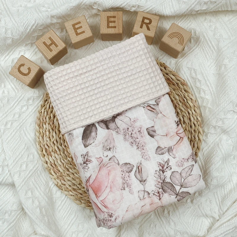

100% cotton digital print custom design waffle cuddle baby blanket