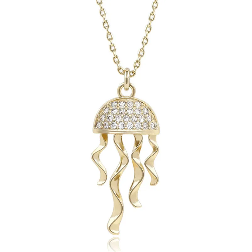 

Simple copper marine life jellyfish necklace trendy jewelry fashion necklaces personalized necklace, Gold color