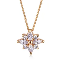 

High Quality Flower Zircon Necklace 18k Gold Plated Diamonds Filled Snowflake Necklace For Women