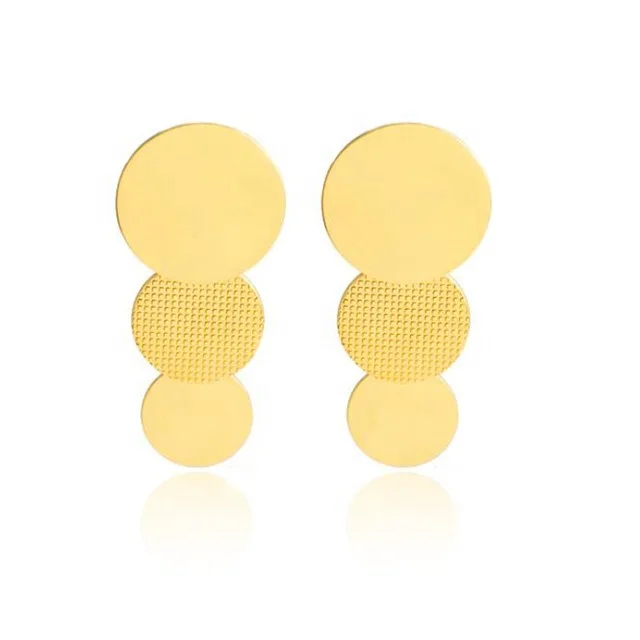 

Yiwu Aceon Stainless Steel Blank Stamping Gold Plated Carved Square Dot Disc 3 Round Circle Coin Earring Stud