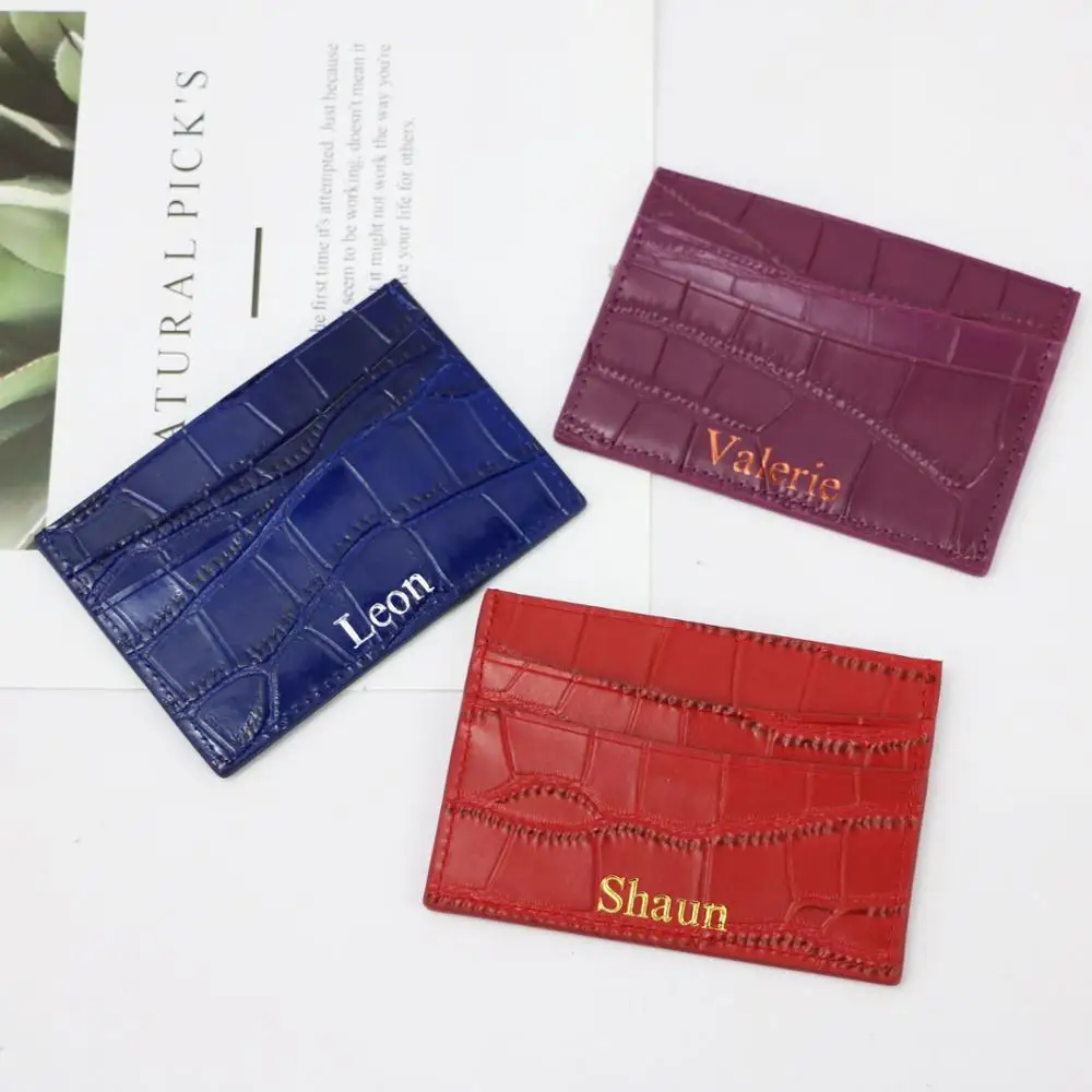 

Personalized card holder case wallet crocodile pattern mini genuine leather business card holders, Can be made as per clients' demand