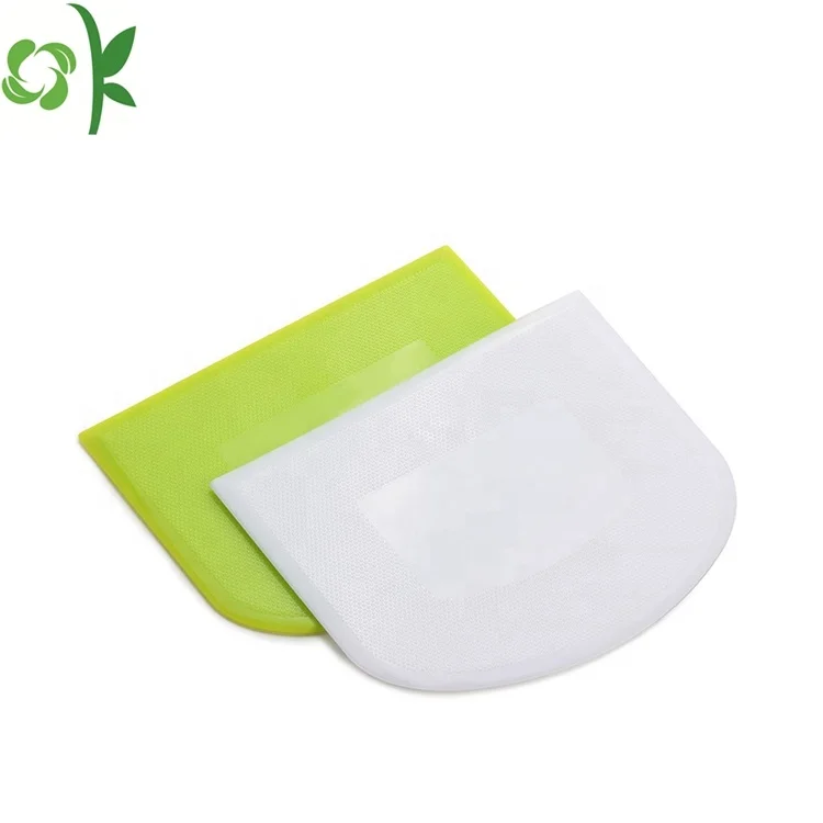 

OKSILICONE Food Grade Soft Plastic Dough Cutter Multipurpose Scrappers for Bread Dough Cake Fondant Icing, Green/white/customized