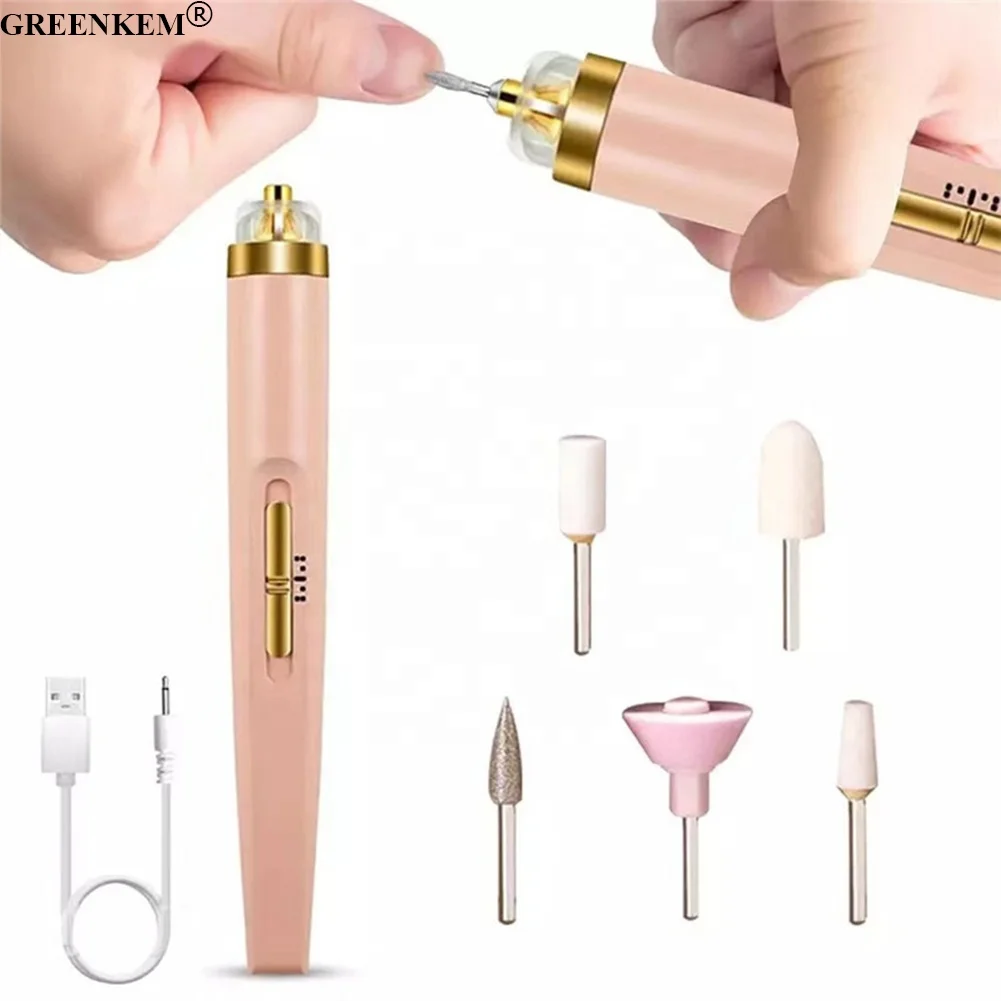 

Portable Electric USB Pink Nail Drills Machine Set Nail Polishing Pen Electric Nail Drill Pen Milling Cutter with Bits