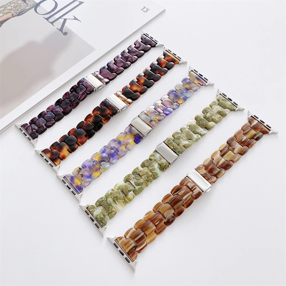 

Fashion Resin Chain Watch Band For Apple watch series 6/5/4/3/2/SE Woman Luxury Replacement Straps For Iwatch 38/40mm 42/44mm, 10colors