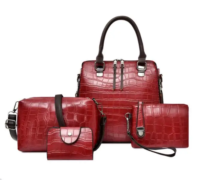 

wholesale luxury designers women 6 pieces hand bags fashion pu leather tote bag ladies purse handbags set, Customizable