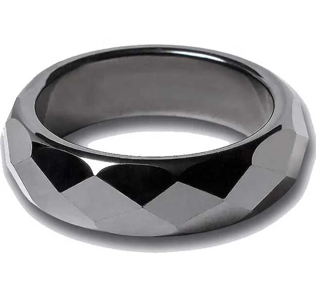 

Hot Sales Fashion Jewelry Faceted Hematite 10mm Width Rings, Picture