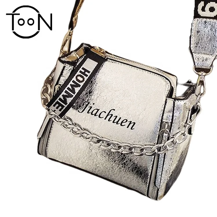

New Arrivals Lady Wide Strap Chain Shoulder Bag Crossbody Handbags For Women, Accept customized