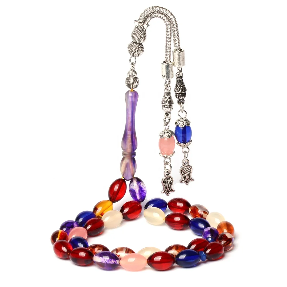 

Muslim accessories Tasbih 7*11mm 33 beads Muslim rosary colorful Resin New style Islamic Eid gift tasbih misbaha prayer beads