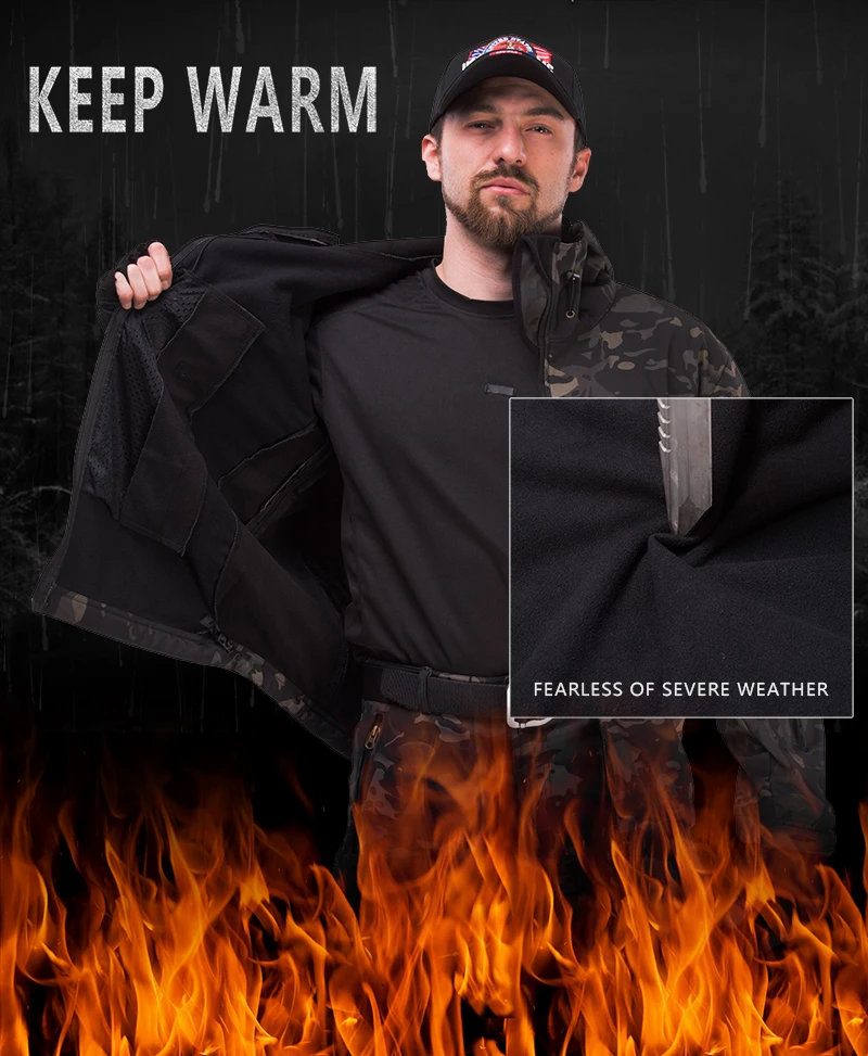 

Hunting Hiking Jacket Sport Camouflage Soft Shell Shark Skin Windbreaker Flight Hood Military Jackets Tactical Waterproof Jacket