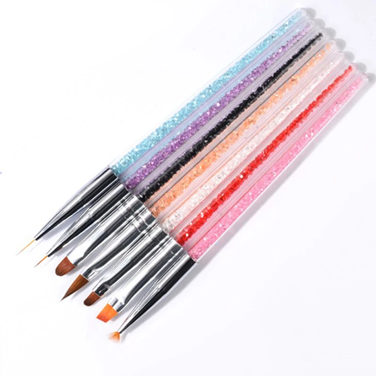 

2021 oil pen nylon pointed detail painting manicure cleaner liner kolinsky pink crystal nail art brush, Brown