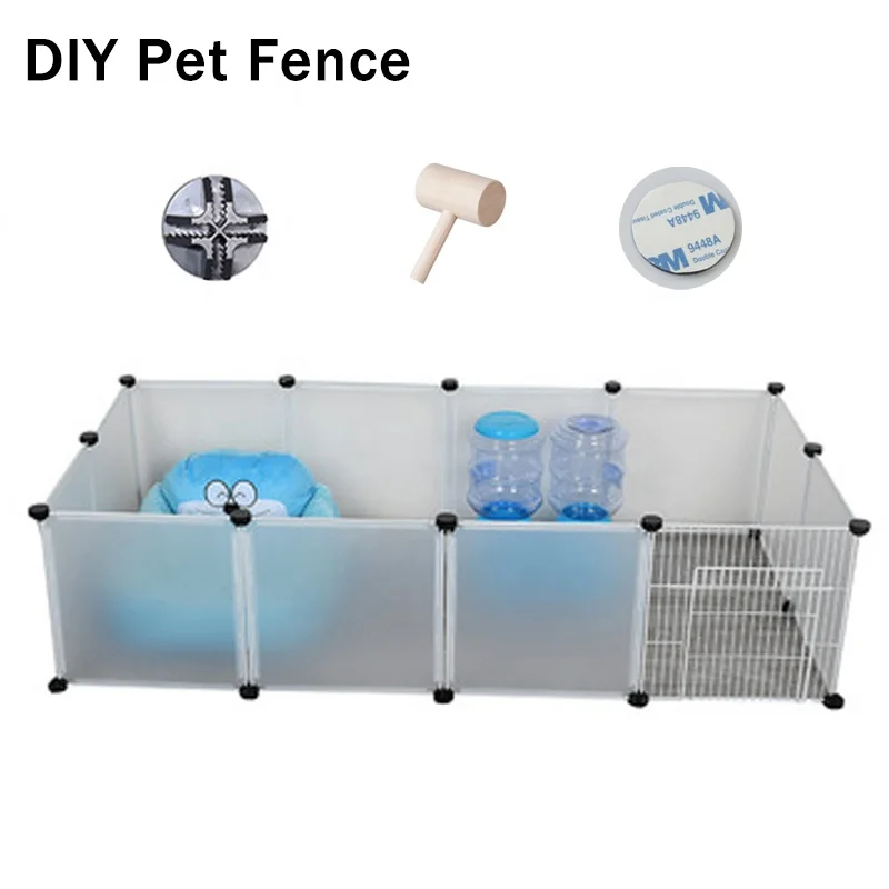 

DIY Folding pet gate PP Fence Dog Kennel House Pet fence panels Dogs Supplies rabbits guinea pig Cage, White