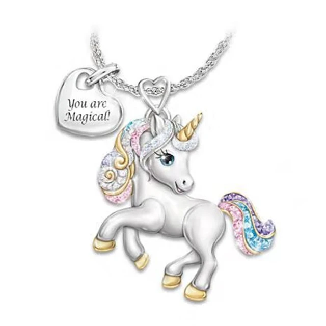 

Cute fairy tale cartoon rainbow unicorn necklace ladies girl favorite necklace