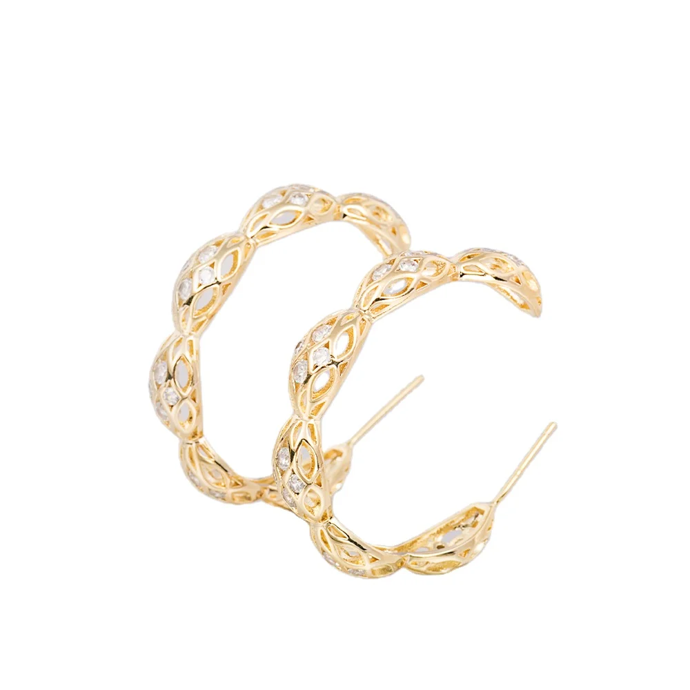 

Hobbyworker Winter Bling Big Hoop Zircon Earrings for Women, Silver&gold