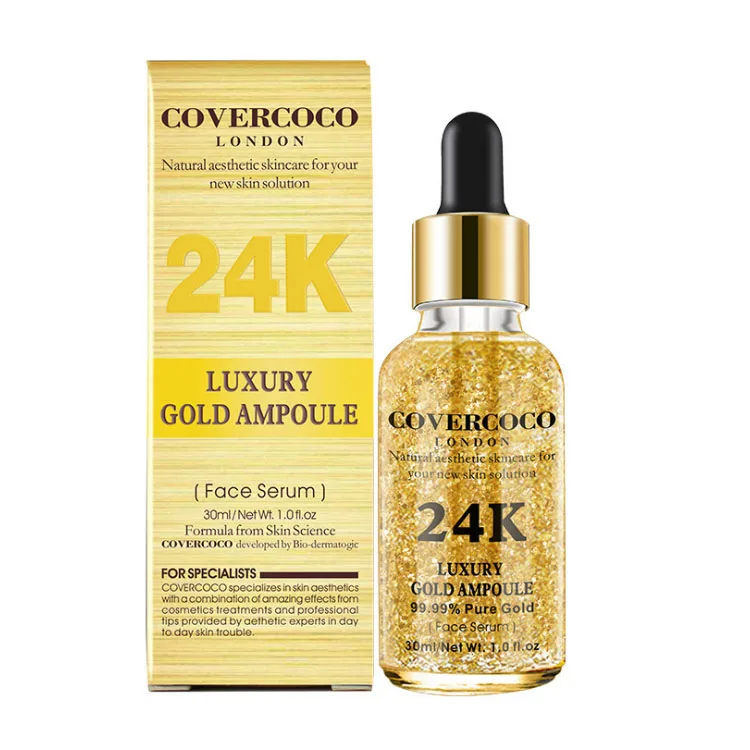 

Covercoco London Facial Collagen Moisturizing Firming Anti-aging Anti-wrinkles Whitening Face Skin Care 24k Gold Serum, Transparent