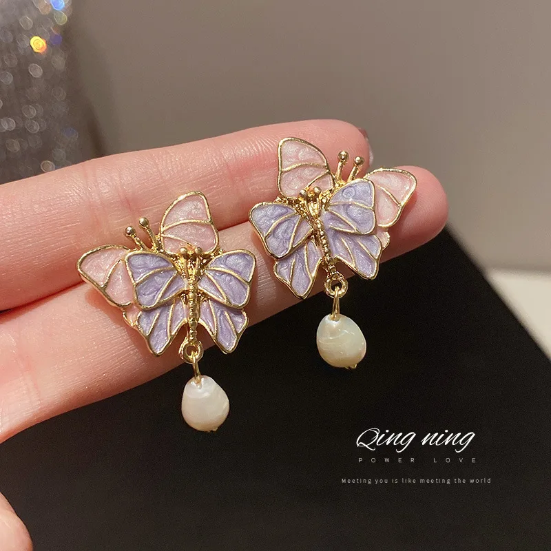 

new statement pearl drop jewellery items butterfly earings