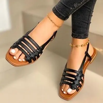 

women shoes sandals ladies 2021 new simple low heel retro women's sandale talon, Customized color